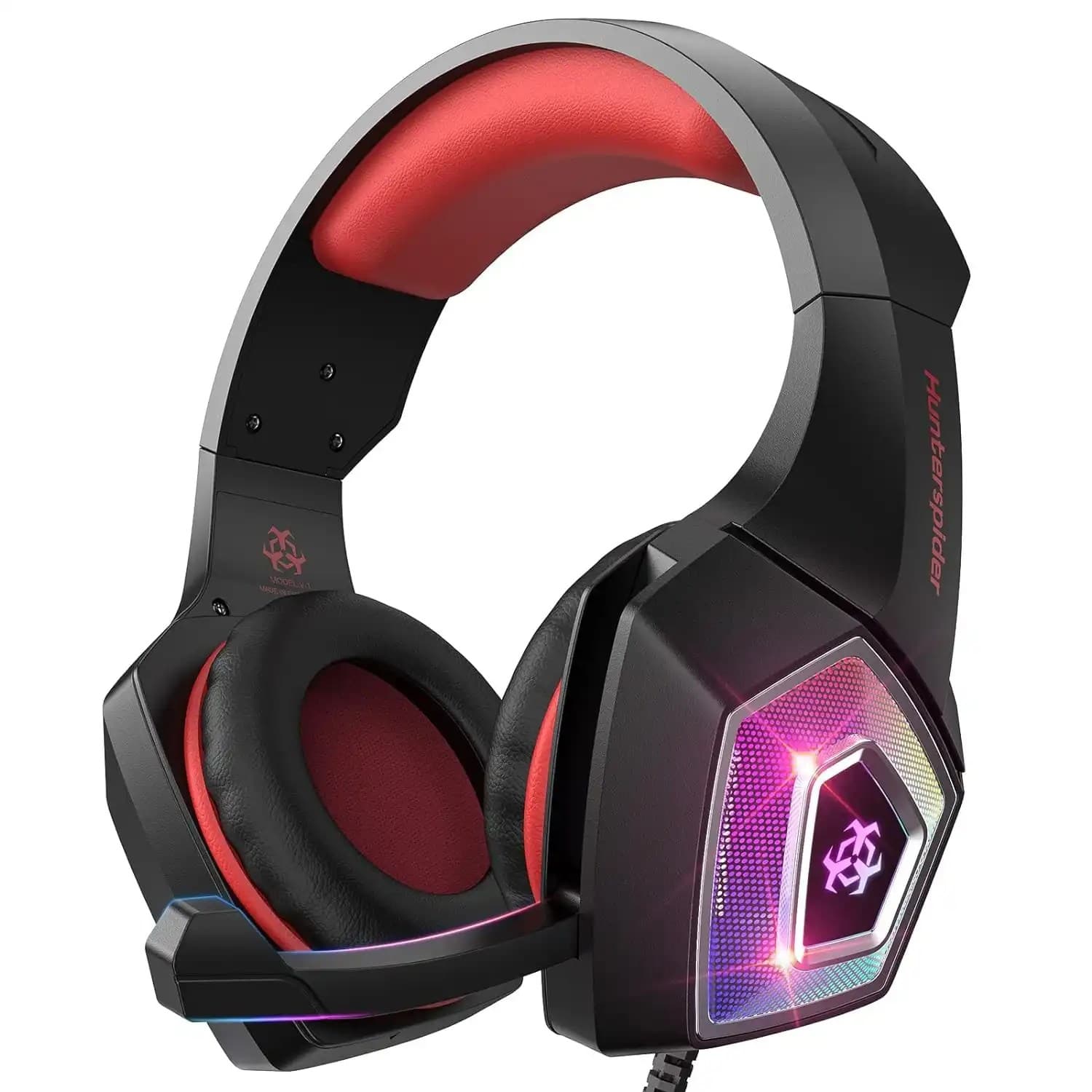Hunterspider V1 Wired On Ear RGB Light Gaming Headphone With Mic