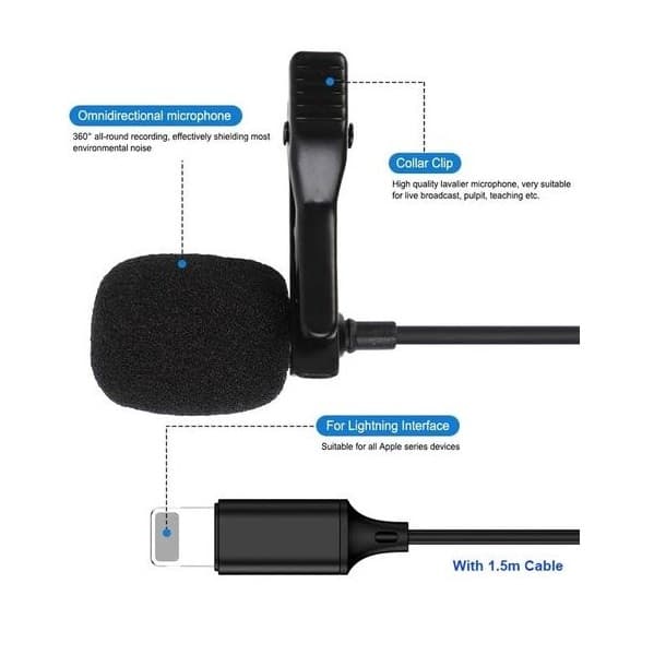 iPhone Lightning Omni Directional Lavalier Microphone view 3