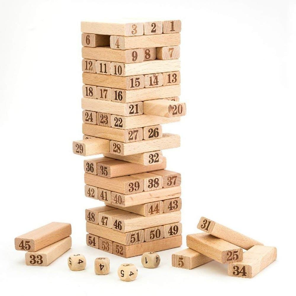 Jenga Number Wooden Blocks 54 Pieces