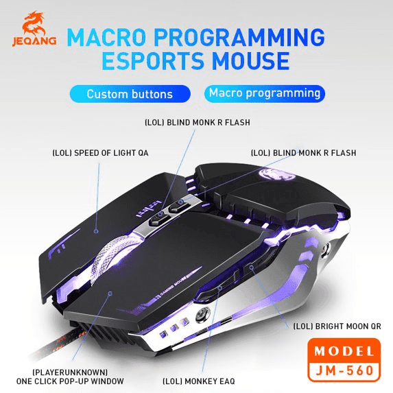 JEQANG JM560 7D Wired Gaming Mouse With RGB Breathing Lights view 2