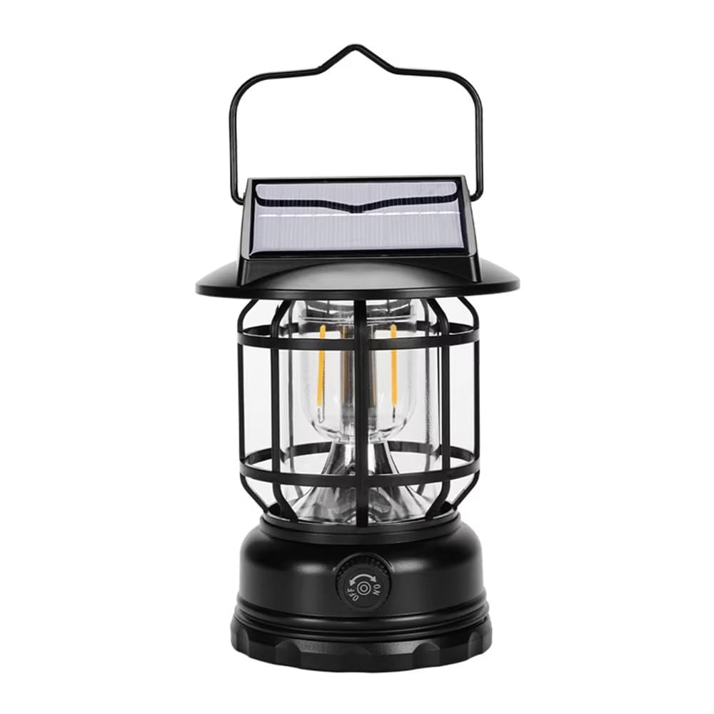 JH7800 Vintage LED Handheld Lantern Solar Powered Outdoor Camping Lamp With Knob view 4