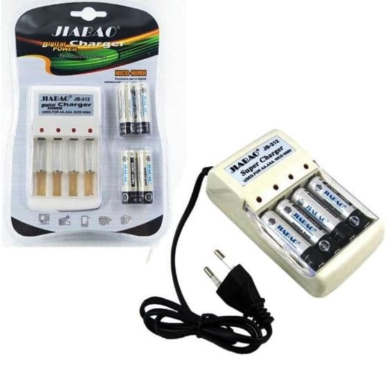 Jiabao JB212 Battery Charger With 4 Pieces 600mAh AA Rechargeable Batteries