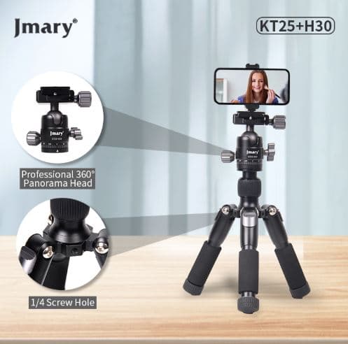 Jmary KT25+H30 Portable Desktop Aluminum Tripod view 2