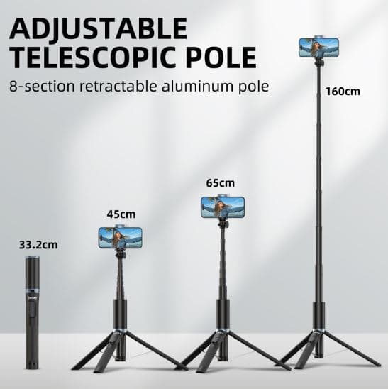 Jmary KT259 1.6 Meter All In One Selfie Stick Tripod view 4