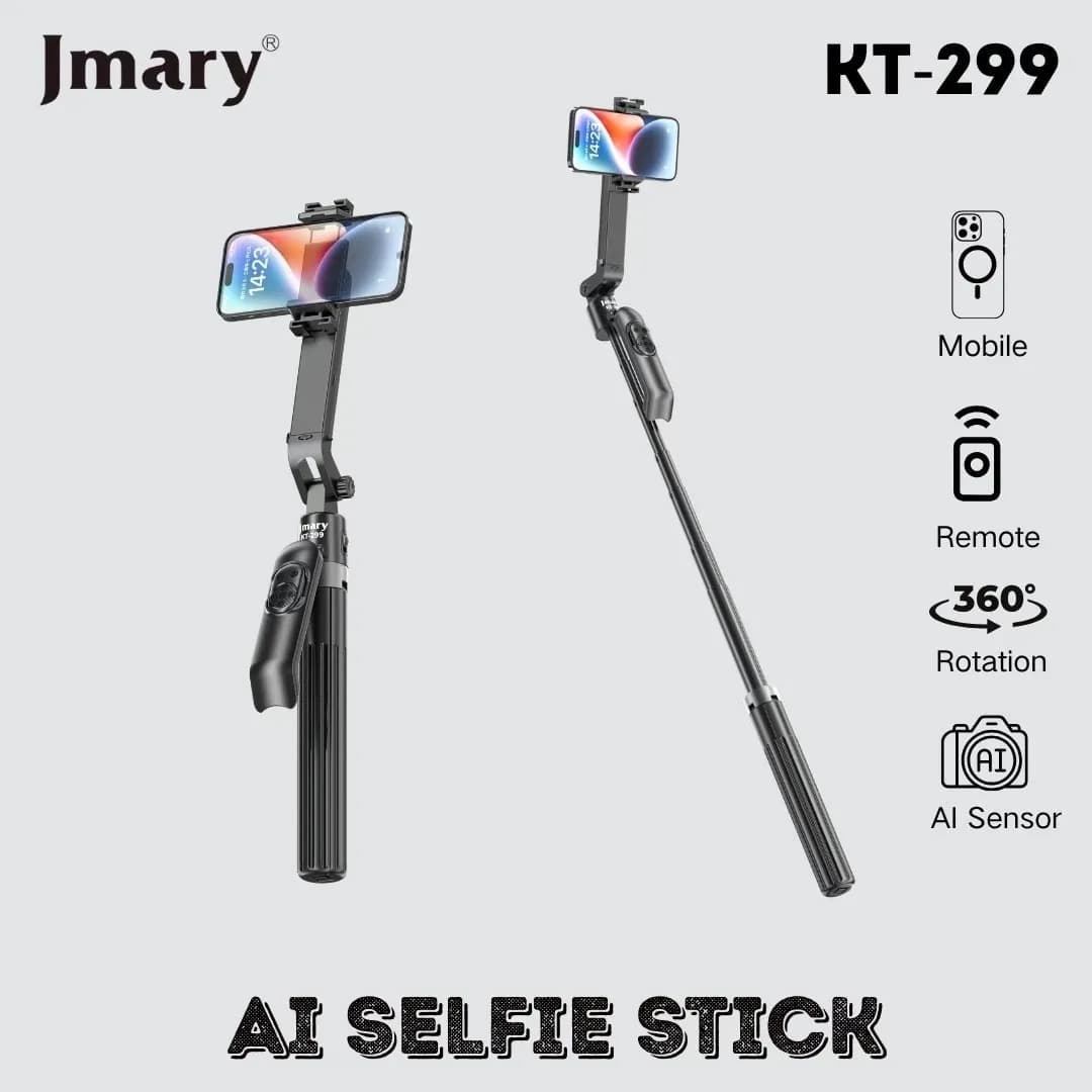 JMARY KT299 Smart Rotation Selfie Stick & Tripod With AI Face Sensor (Up to 1.8 m, 360° Horizontal)