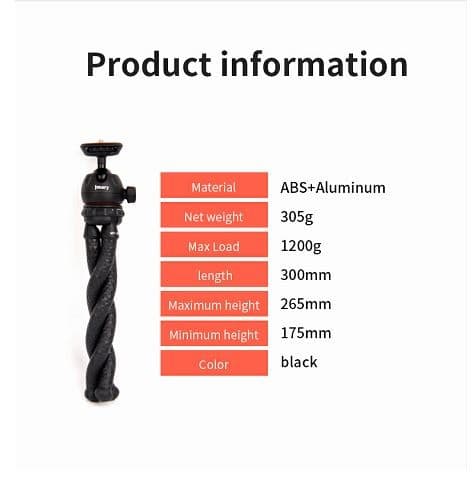 Jmary MT25 Flexible Tripod For Mobile And DSLR Cameras view 3
