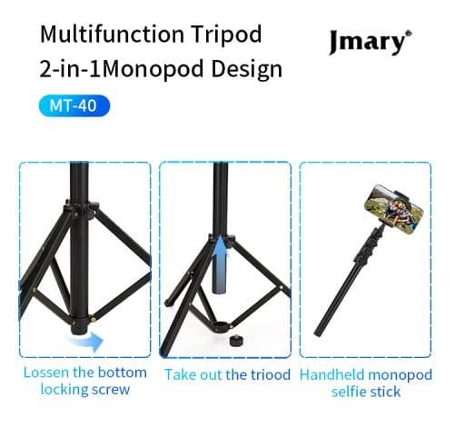 Jmary MT40 2 In 1 Monopod Selfie Stick Tripod view 3
