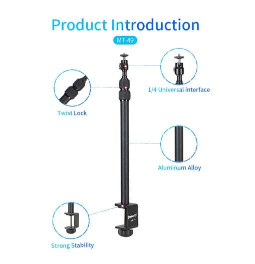 Jmary MT49 C Clamp Desk Mount Light Stand For Camera Ring Light Streaming Photo Video Shooting view 4