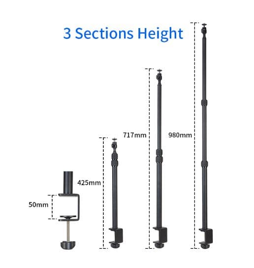 Jmary MT49 C Clamp Desk Mount Light Stand For Camera Ring Light Streaming Photo Video Shooting view 2
