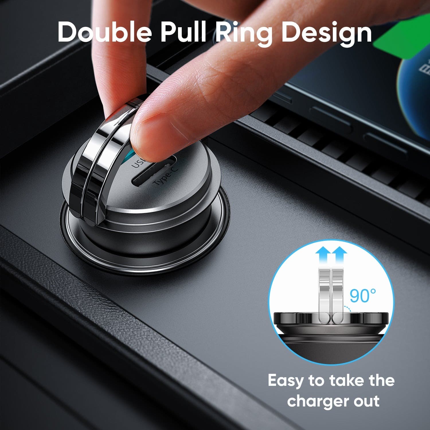 JOYROOM CA35 20W Mini Dual Port Ring‑Pull Fast Car Charger (PD + QC 3.0) view 4