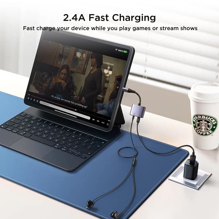 Joyroom SY L01 “Call Version” Audio Transfer Series 2 In 1 Audio Adapter  Lightning To 3.5mm+Lightning view 3