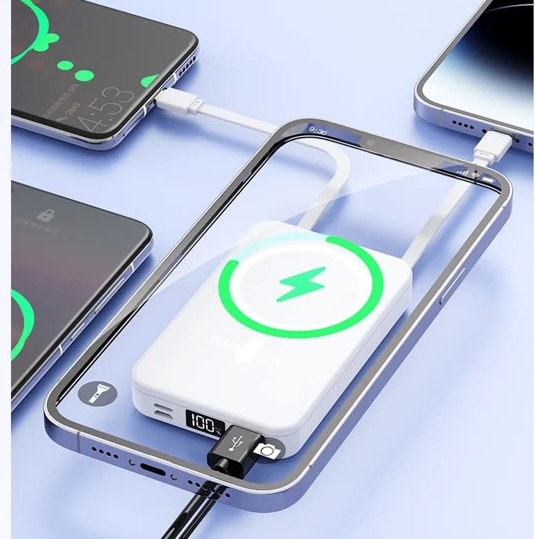 JPD Power 10000mAh Magnetic Wireless Powerbank With Cable And Stand view 3