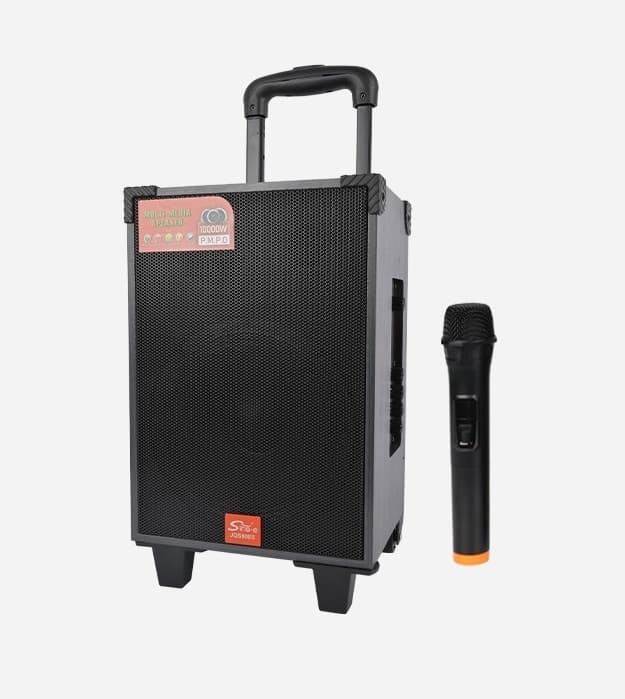 JQS908S Wooden Trolley Portable Bluetooth Speaker With Wireless Microphone