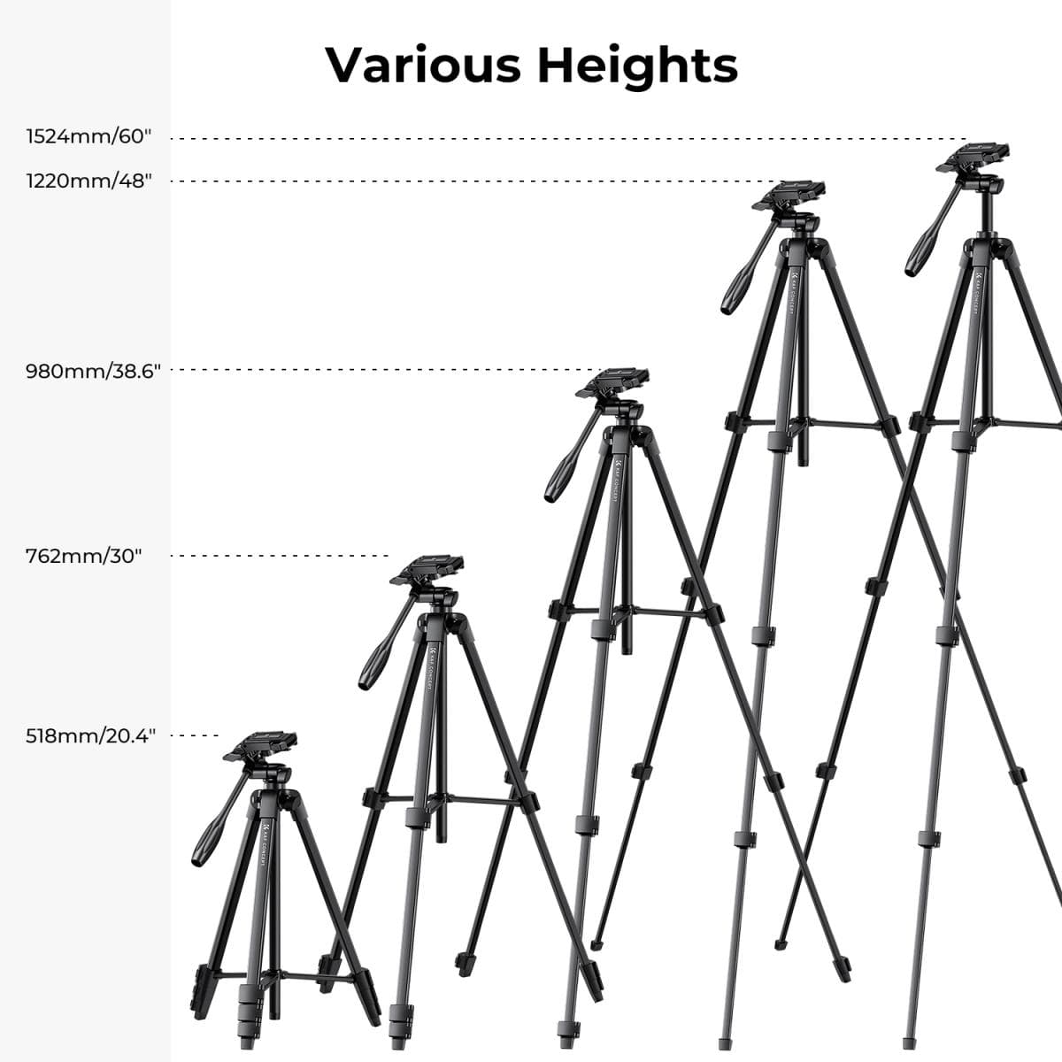 K&F Concept KF09.125 59.4”/1.5 m Aluminum Travel Tripod With Bluetooth Remote view 5