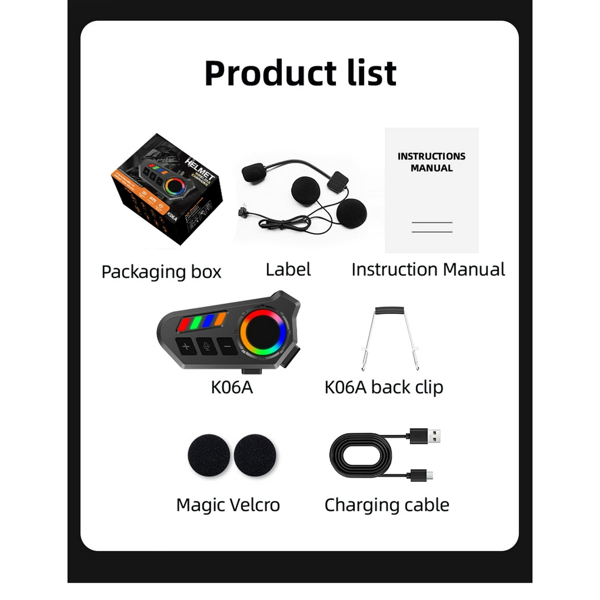 K06A Motorcycle Helmet Bluetooth Headset With Mic view 4