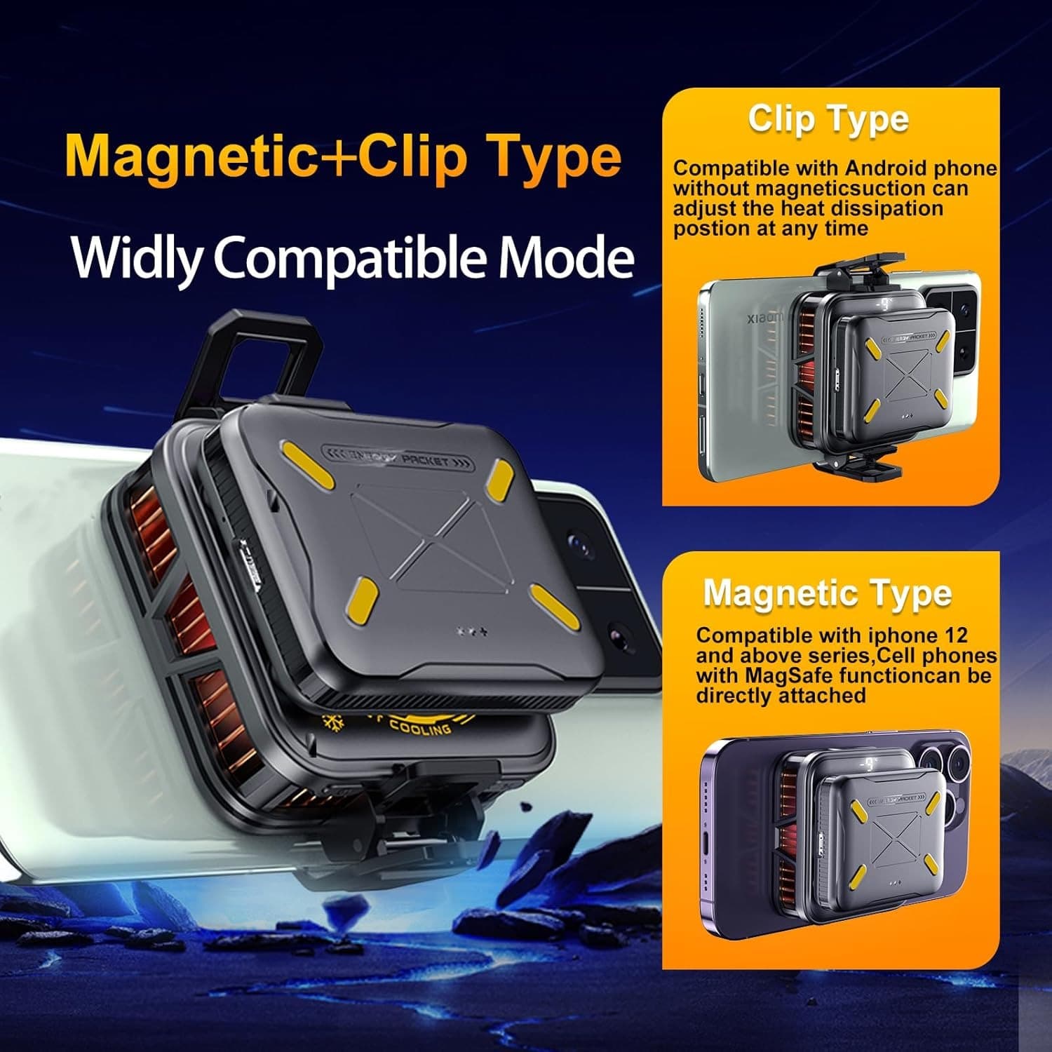 K18 Magnetic Rechargeable Phone Cooler With RGB Fan view 3