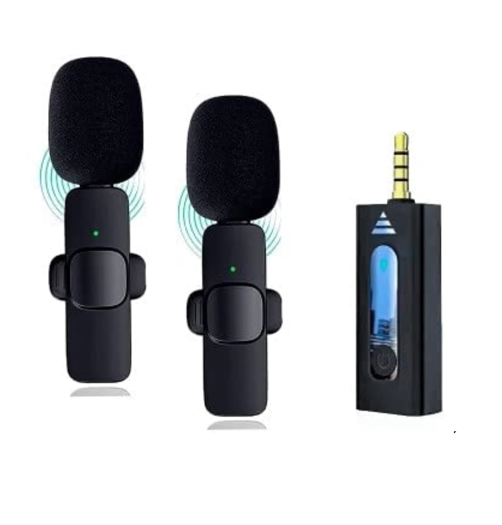 K35 3.5mm Aux Dual Receivers 2 Mics 1 Input Wireless Collar Microphone