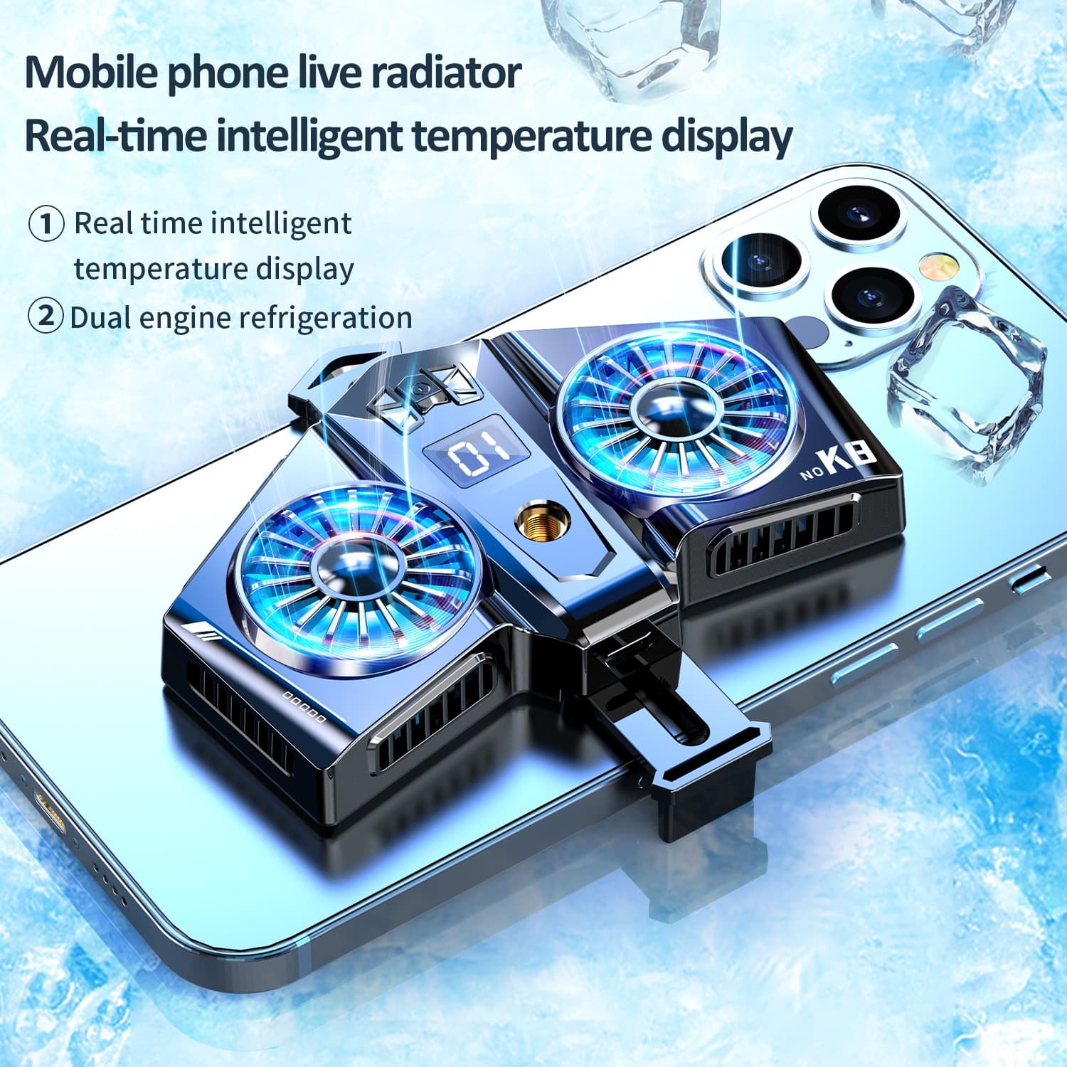 K8 Magnetic Mobile Cooler Fan Radiator Universal Phone Cooler for Gaming & Live Streaming view 6
