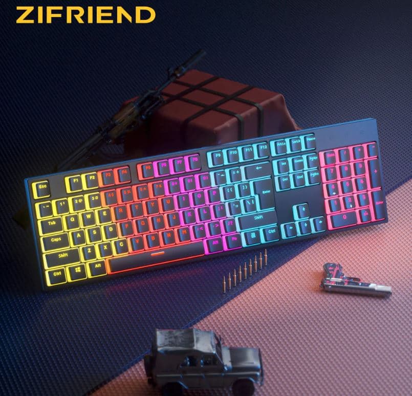 KA102 104 Key RGB Blue Switch Backlit USB Wired Gaming Mechanical Keyboard