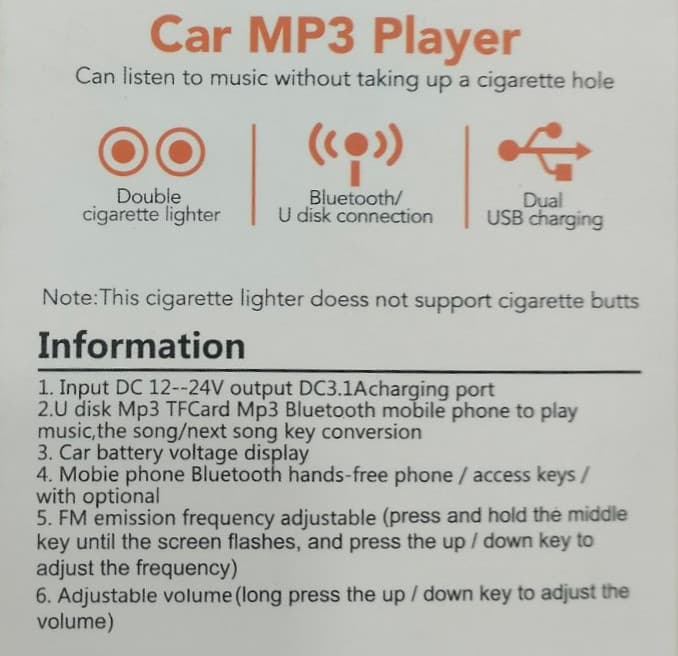 KC01 Car FM Bluetooth MP3 Player With Dual USB Charging Ports view 2