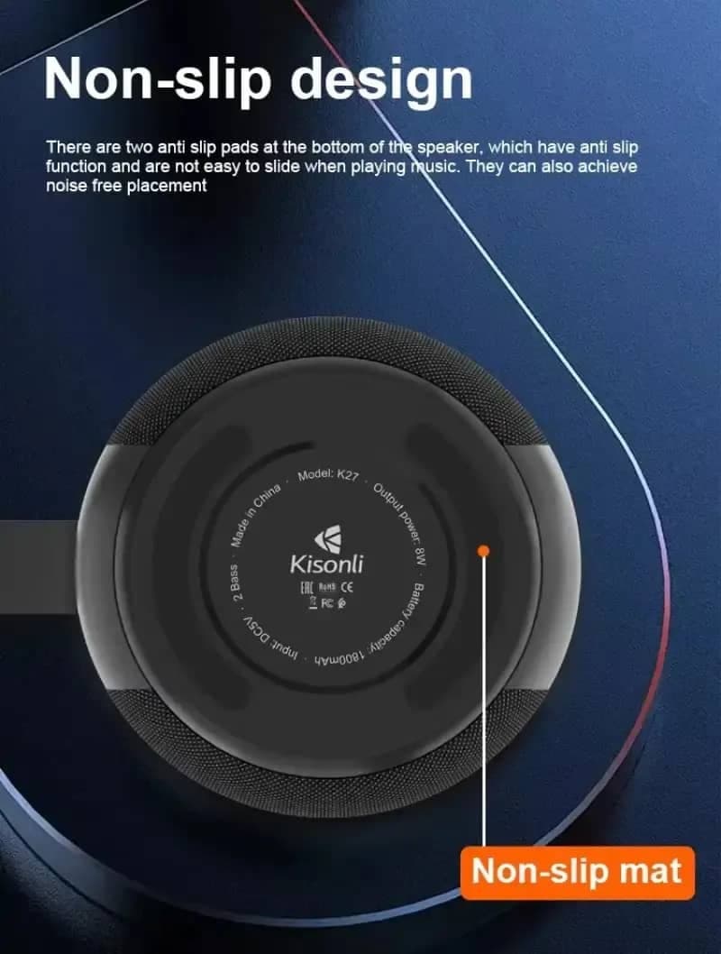KISONLI K27 Bluetooth Speaker 5.4 Portable RGB Light TWS Type-C Charging view 5
