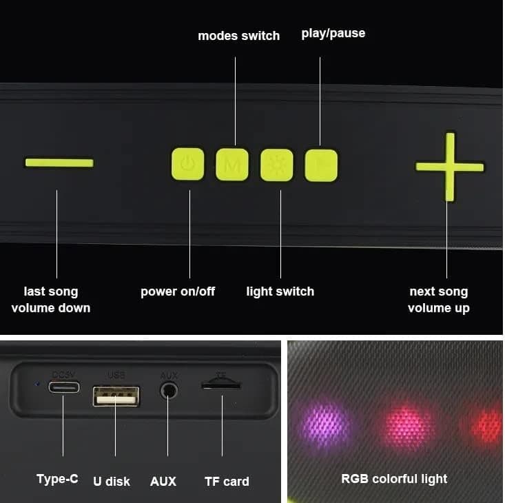 Kisonli LED 915 Bluetooth Soundbar With RGB Lighting And Stereo Music view 3
