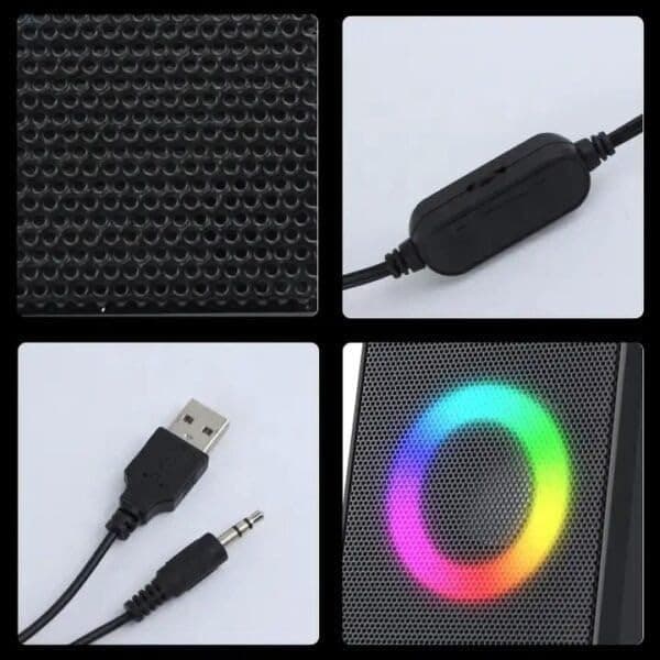Kisonli X12 RGB LED Multimedia USB Speaker – Creative Lighting Stereo Sound view 6