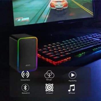 Kisonli X21 20 Watt 2 Channel Wired Bluetooth Speaker With RGB LED Light view 2