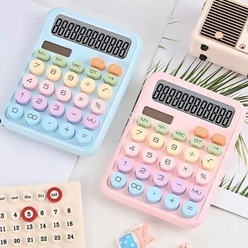KK2688 Cute Colorful Mechanical Calculator Solar Energy 12 Digits
