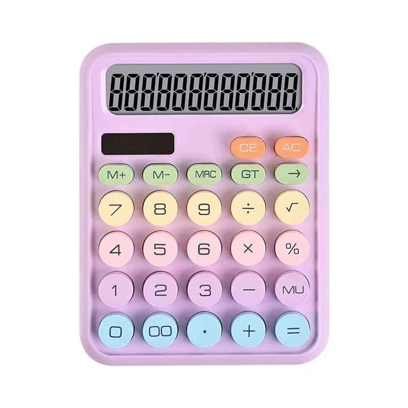 KK2688 Cute Colorful Mechanical Calculator Solar Energy 12 Digits view 3