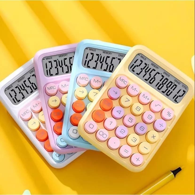 KK2688 Cute Colorful Mechanical Calculator Solar Energy 12 Digits view 2