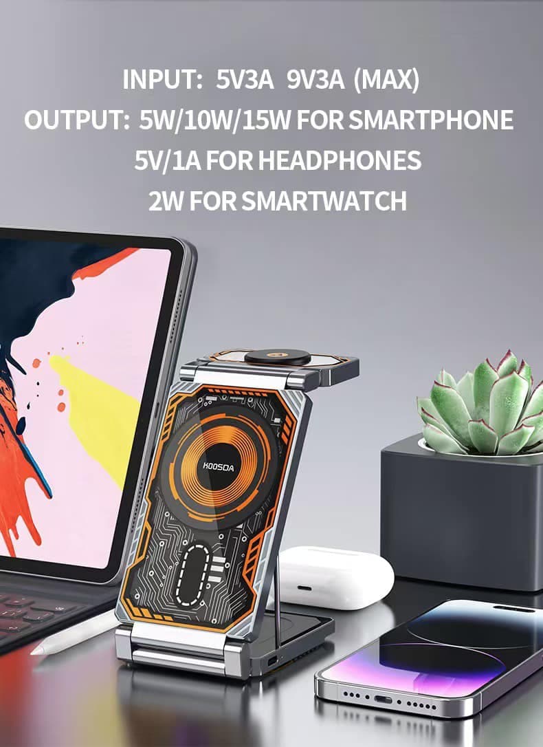 Koosda KSD W03 Foldable 3 In 1 Wireless Charger view 4