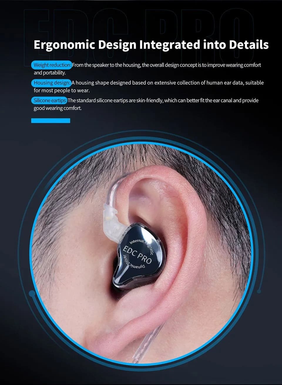 KZ EDC PRO Detachable In Ear Monitors IEM Earphone With Mic view 2