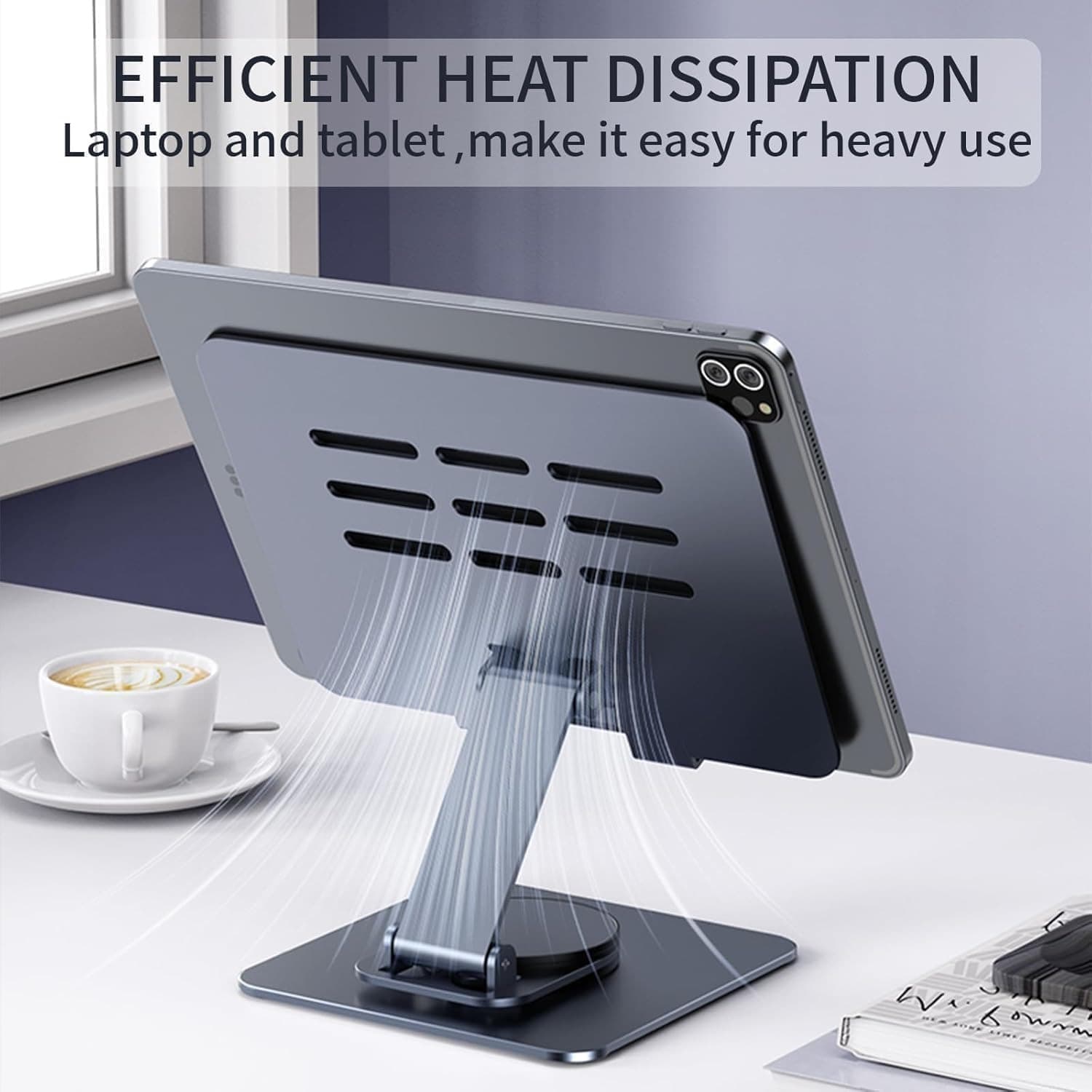 L003 360° Rotatable Metal Foldable Desktop Tablet Stand view 5