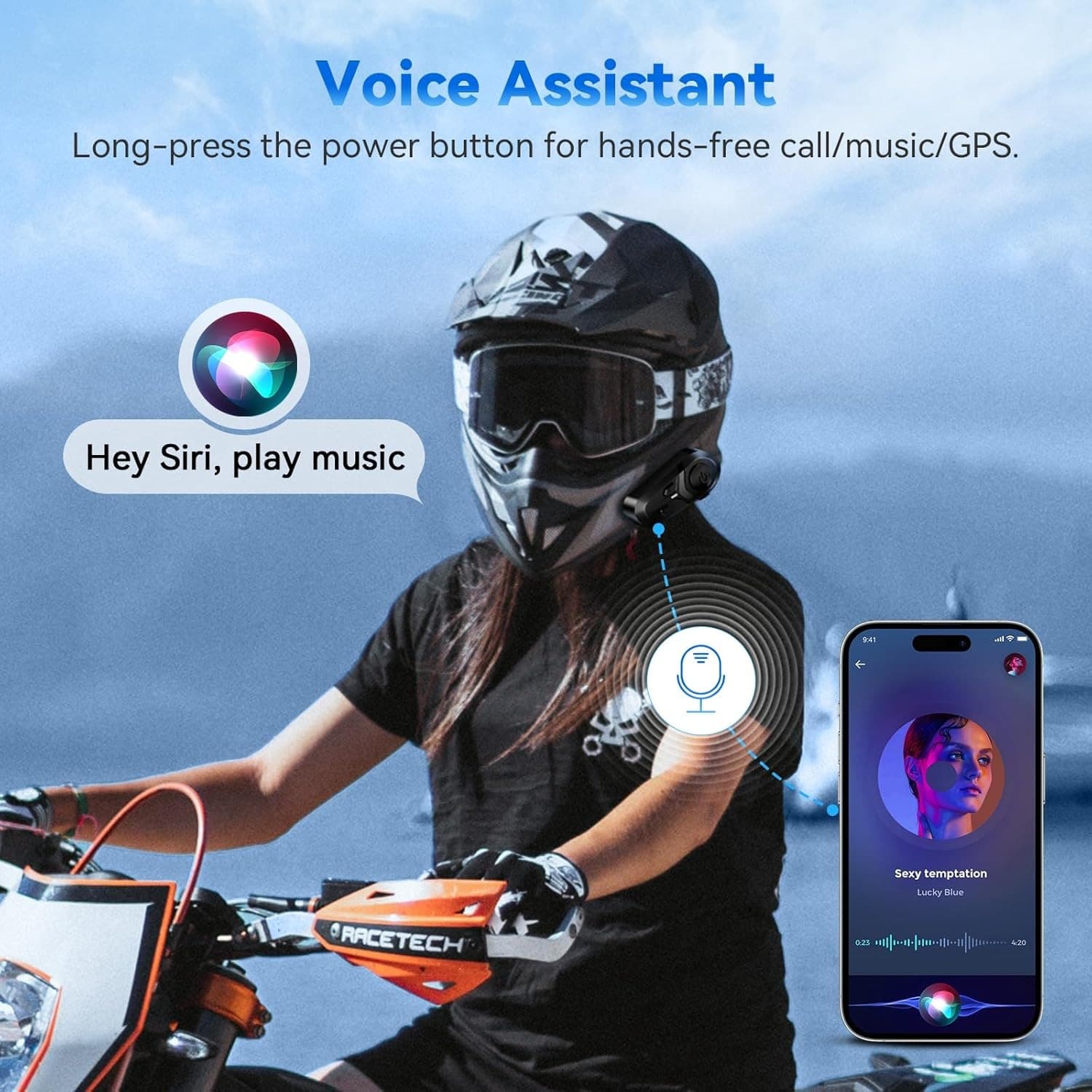 L1 Motorcycle Bluetooth Helmet Headset Bluetooth 5.3 IP67 HD Speakers Hands-Free Calls Music and GPS view 4