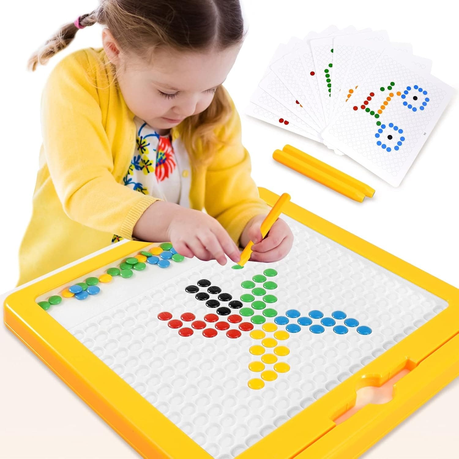 Large Magnetic Drawing Board For Kids Montessori Color Matching Dot Art Toy with 2 Pens
