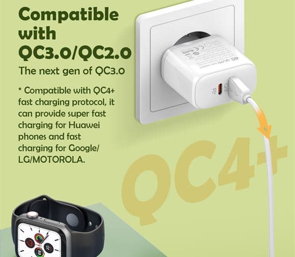 LDNIO A2526C 45W Dual USB QC4.0 Super Fast Charger With USB C Cable view 3