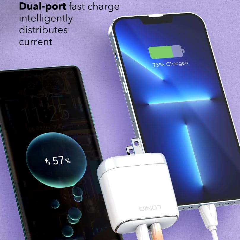LDNIO A2528C Super Fast Charging 35W With Dual PD Charger With Type-C Cable view 2