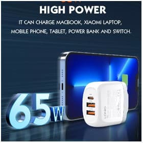 LDNIO A3511Q 65W Super Fast Charging Adapter 3 USB Port PD QC 3.0 view 2