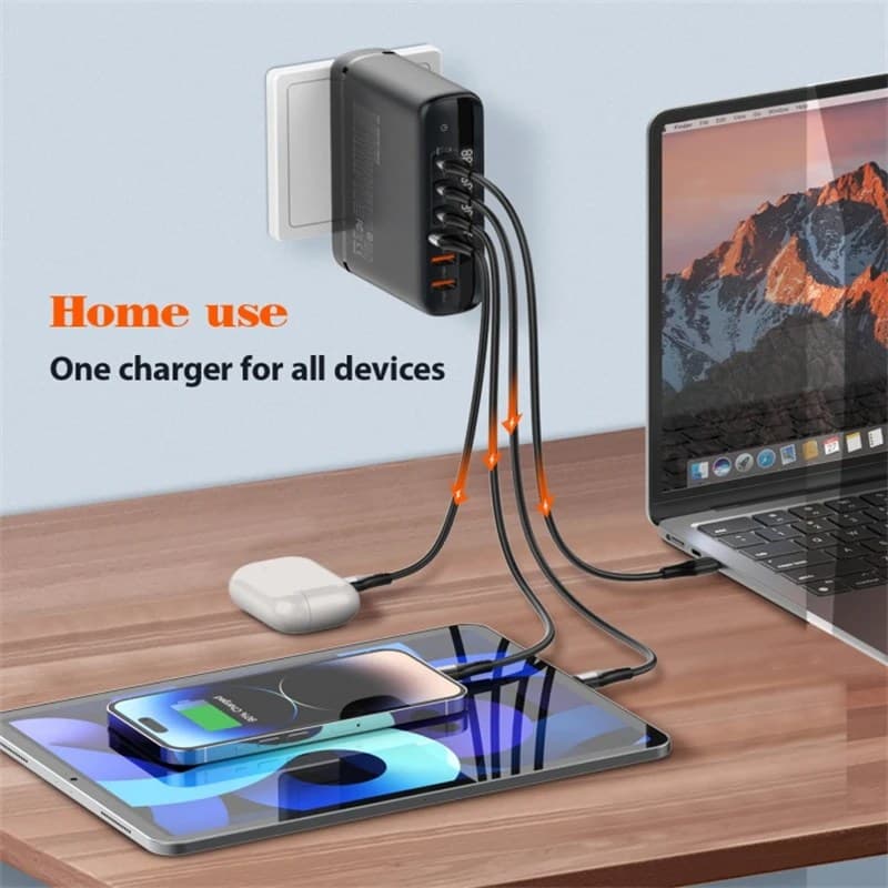 LDNIO A6140C 140W Fast charging 6 USB Ports LED Display GaN Charger Adapter view 4