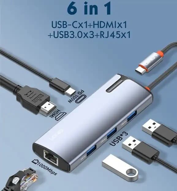LDNIO DS 16H Type C Hub 4K HDMI USB3.0 RJ45 Type C PD Charging Adapter Laptop Docking Station