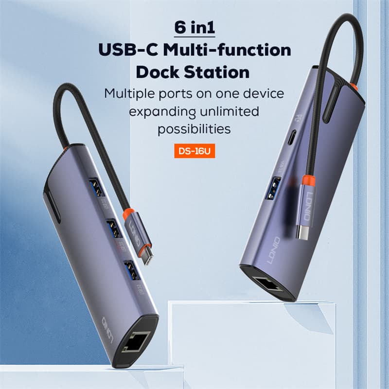 LDNIO DS-16U Type C Docking Station 6 in 1 To USB PD Power USB 3.1 Multi Port Usb C Hub view 4