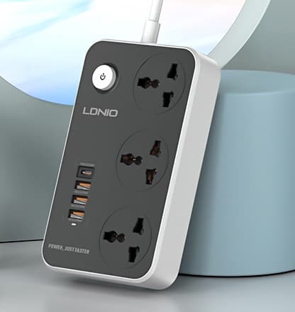 LDNIO SC3412 3 AC Outlets Universal Power Strip Multiplug