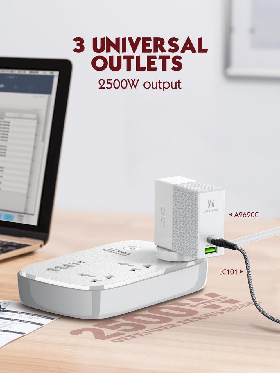 LDNIO SCW3451 2500W 10A Smart WiFi Extension Power Strip With App Control view 3