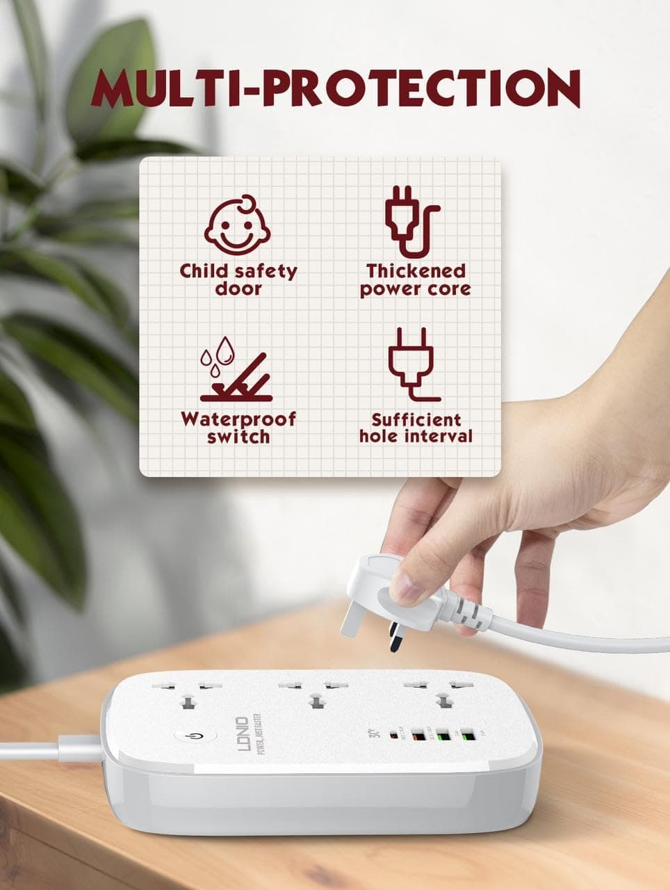 LDNIO SCW3451 2500W 10A Smart WiFi Extension Power Strip With App Control view 4
