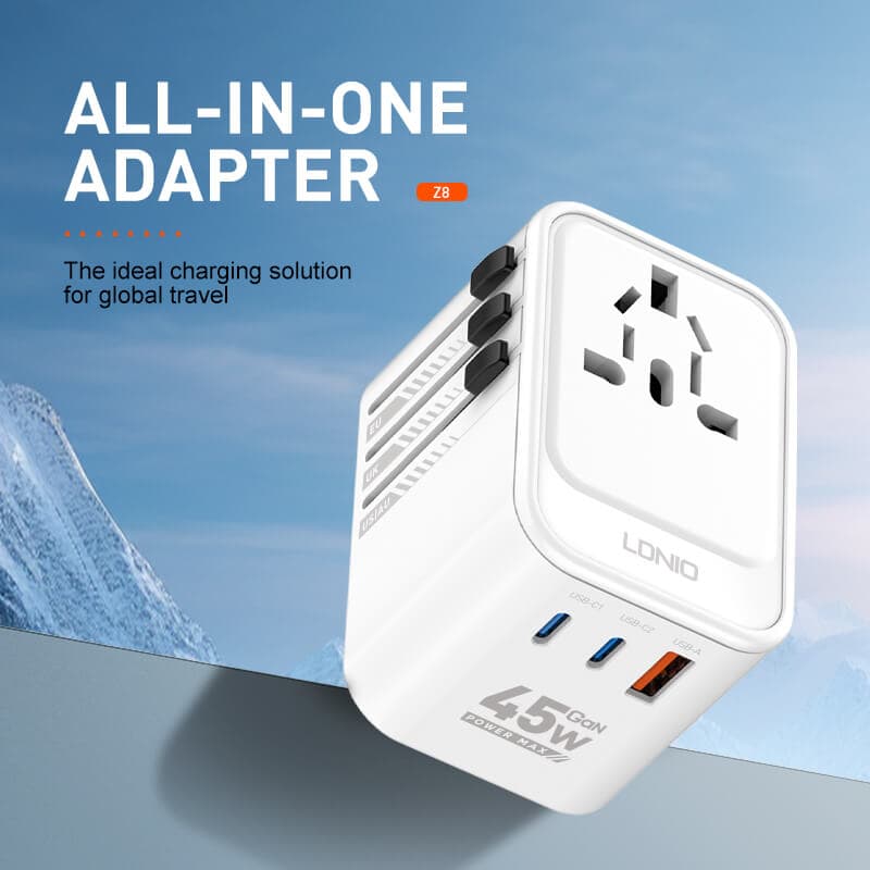 LDNIO Z8 3 USB Ports 45W GaN Travel Adapter