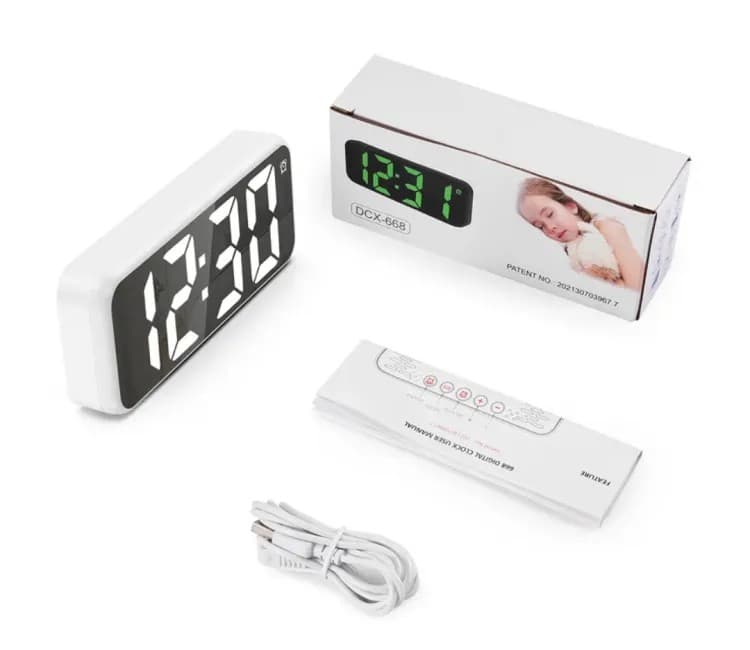 Led Electronic Large Font Bedside Mirror Alarm Clock view 3