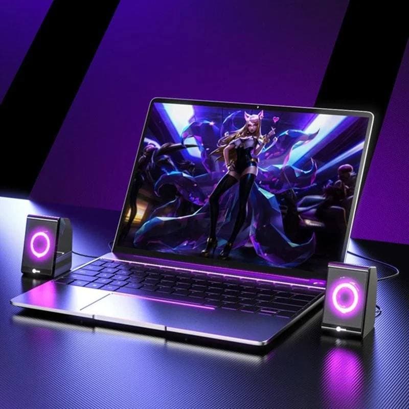 LENOVO LECOO DS100 Desktop Speakers USB 3.5mm Audio Jack RGB Lighting Compact Sound System view 4