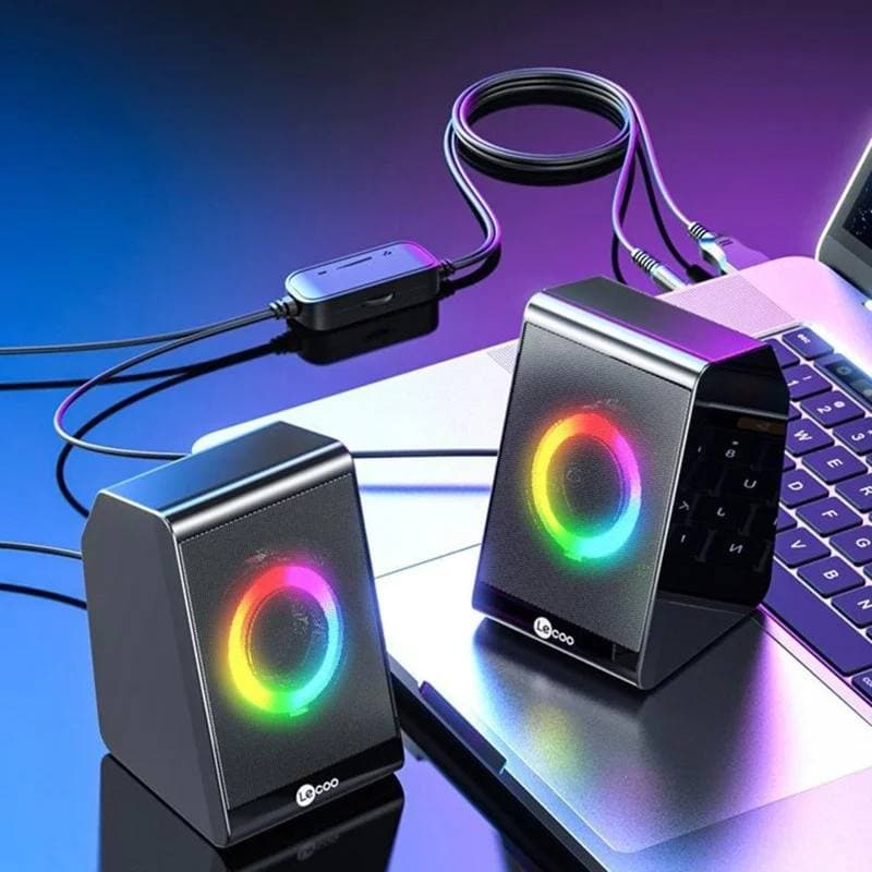 LENOVO LECOO DS100 Desktop Speakers USB 3.5mm Audio Jack RGB Lighting Compact Sound System view 3