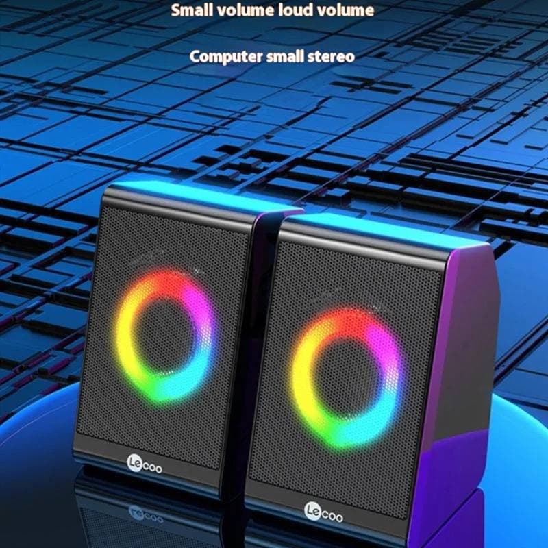LENOVO LECOO DS100 Desktop Speakers USB 3.5mm Audio Jack RGB Lighting Compact Sound System view 2